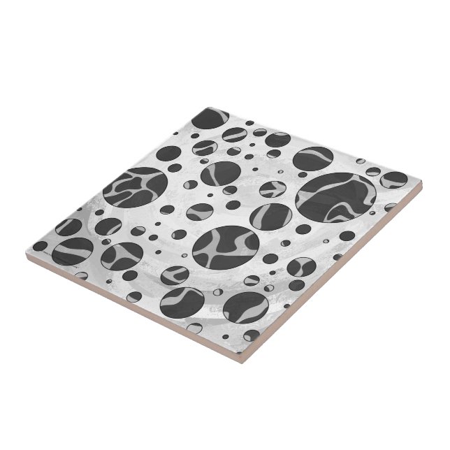Azulejo De Cerámica Giraffe Polka Dot Black and Light Gray Print (Lado)