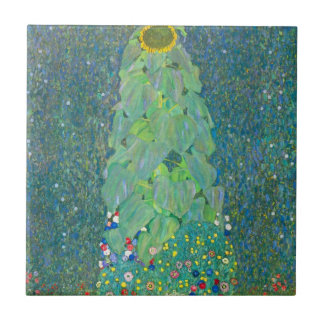 Azulejo De Cerámica Girasol de Klimt, flores antiguas Art Nouveau