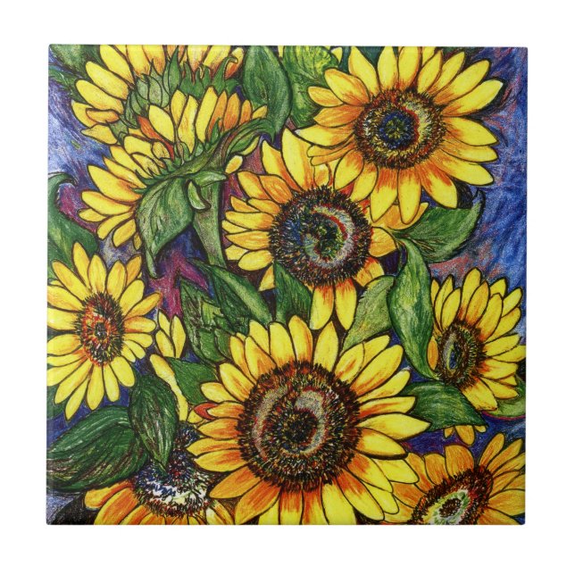 Azulejo De Cerámica Girasoles (Frente)