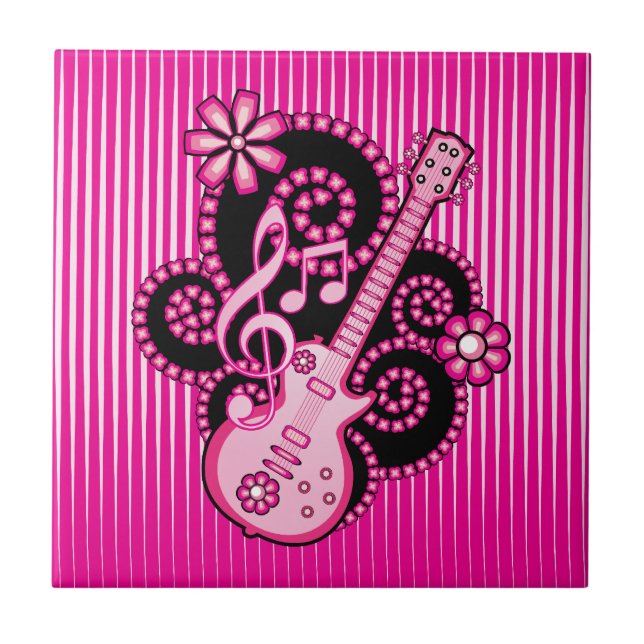 Azulejo De Cerámica Girlie Guitar (Frente)