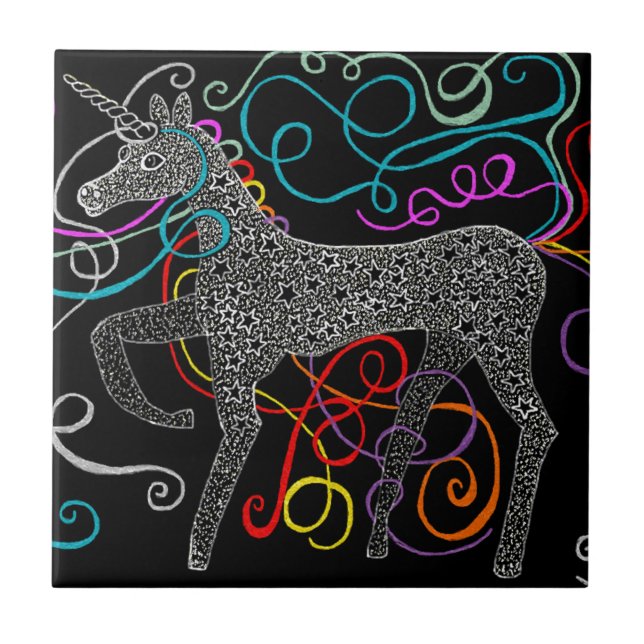 Azulejo De Cerámica Gitano el unicornio mágico completo (Frente)