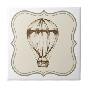 Azulejo De Cerámica Globo del aire caliente del vintage de Steampunk
