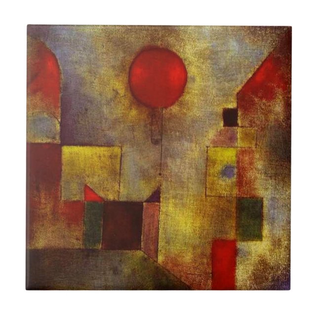 Azulejo De Cerámica Globo del rojo de Paul Klee (Frente)