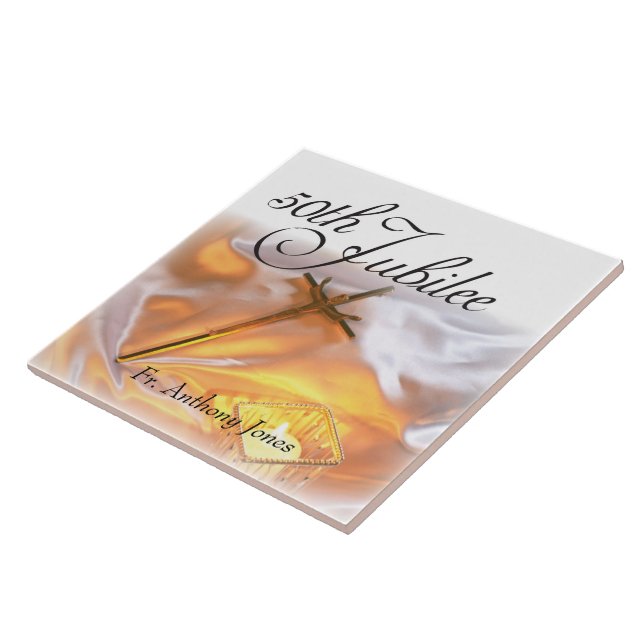 Azulejo De Cerámica Golden Jubilee Religious Life, Cross Candle (Lado)