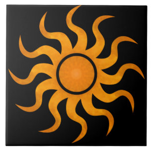 Azulejo De Cerámica Golden Sun Black Tile - Grande