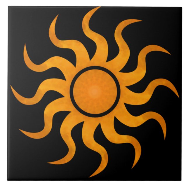 Azulejo De Cerámica Golden Sun Black Tile - Grande (Frente)