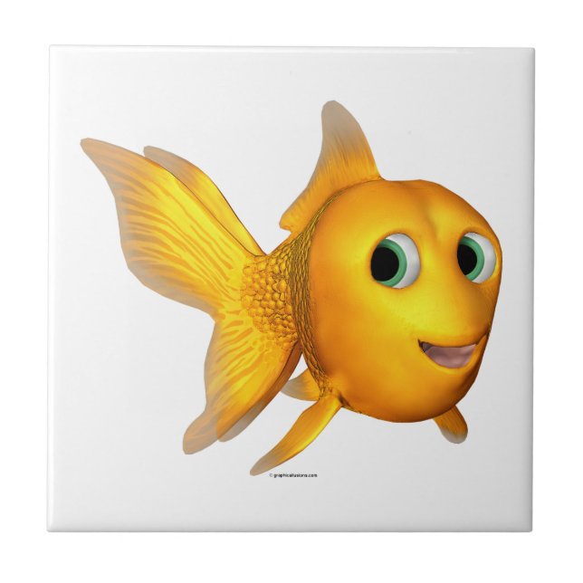 Azulejo De Cerámica Goldie the Toon Goldfish (Frente)