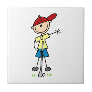 Azulejo De Cerámica Golfista masculino de figura de palito