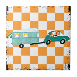 Azulejo De Cerámica Golpe del camino abierto 1