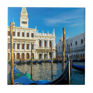 Azulejo De Cerámica Góndolas en el Gran Canal cerca del Palacio de Do