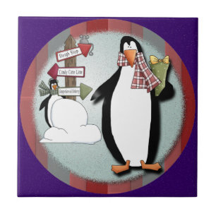 Azulejo De Cerámica Goofy Penguins Tile Trivet