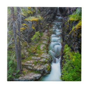 Azulejo De Cerámica Gorge De Sunrift En El Parque Nacional Glacier, Mo