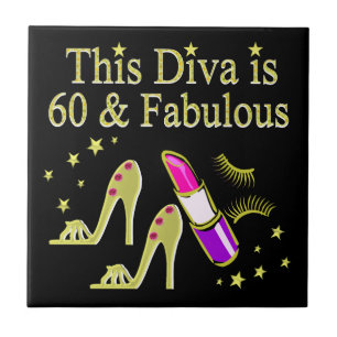 AZULEJO DE CERÁMICA GORGEOUS GOLD 60TH CUMPLEAÑOS DISEÑO DE ALTO CORAZ