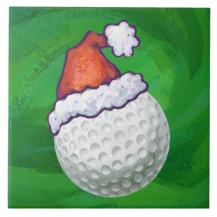 Azulejo De Cerámica Gorras de Navidades de Golf Ball