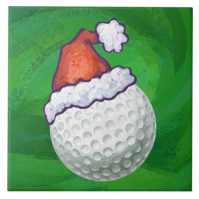 Azulejo De Cerámica Gorras de Navidades de Golf Ball (Frente)
