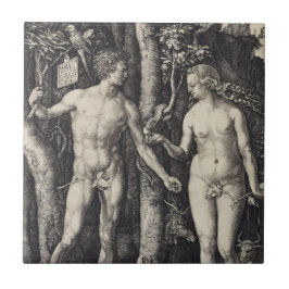 Azulejo De Cerámica Grabado de Adán y de Eva de Albrecht Durer