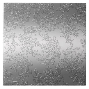 Azulejo De Cerámica Grabó en relieve rosas y tulipanes de plata