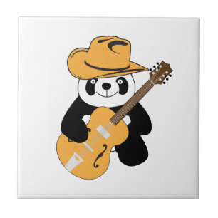 Azulejo De Cerámica Gracioso panda con guitarra