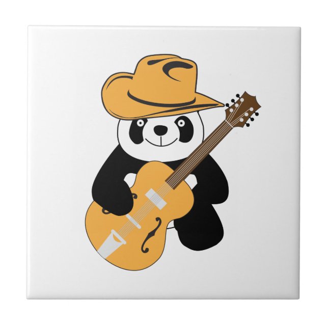 Azulejo De Cerámica Gracioso panda con guitarra (Frente)