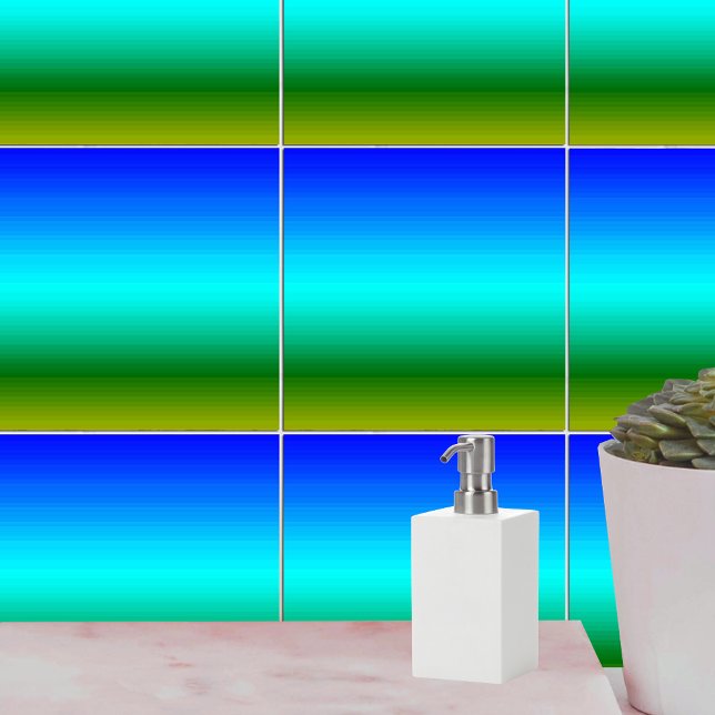 Azulejo De Cerámica Gradiente azul y verde del mar y del cielo (Sea and Sky Blue and Green Gradient Tile)