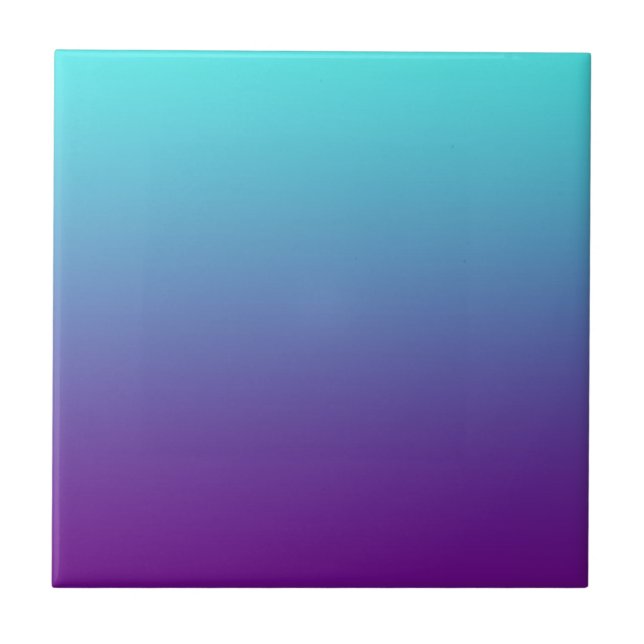 Azulejo De Cerámica Gradiente de Fondo Simple Turquesa Azul Púrpura (Frente)