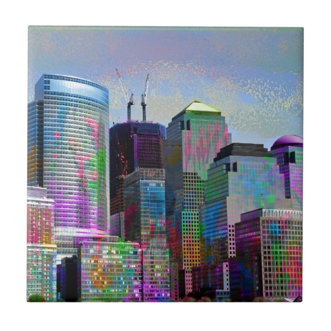 Azulejo De Cerámica Graffiti Guay salpicaduras acuarelas Nueva York (Frente)