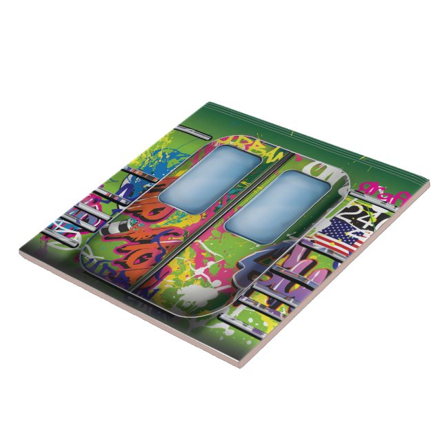 Azulejo De Cerámica Graffiti Metro Green (Lado)