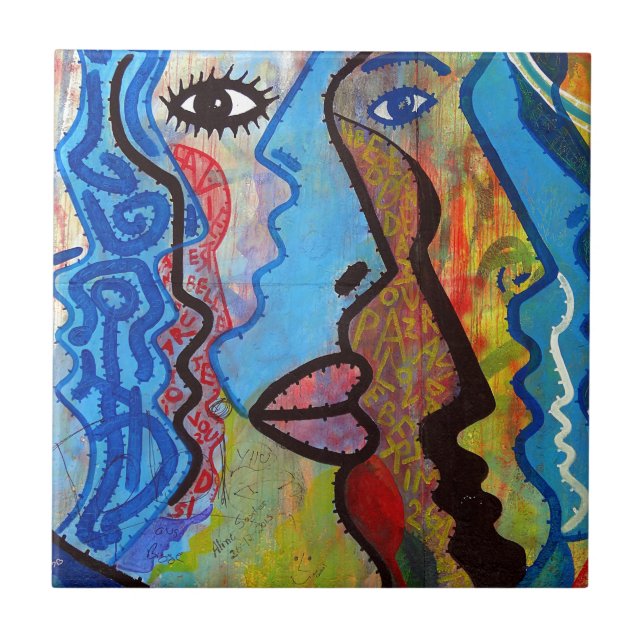 Azulejo De Cerámica Grafiti abstracto colorido (Frente)