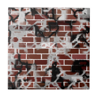 Azulejo De Cerámica Grafiti negro y blanco trenzado muro de ladrillo