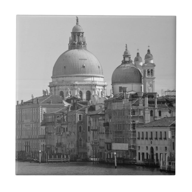 Azulejo De Cerámica Gran Canal Blanco Negro Venecia Italia Viajes (Frente)