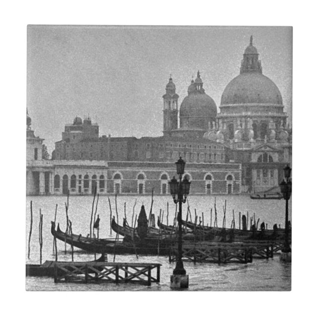 Azulejo De Cerámica Gran Canal Blanco Negro Venecia Italia Viajes (Frente)