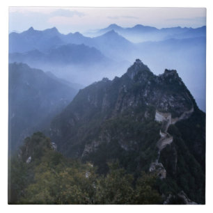 Azulejo De Cerámica Gran Muralla en la niebla de la mañana temprano, C