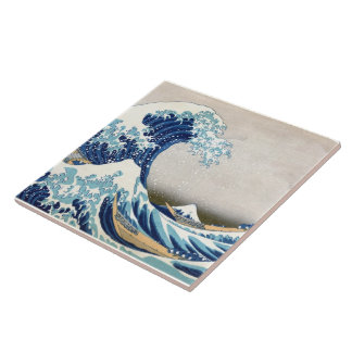 Azulejo De Cerámica Gran ola de Bella Artes japonés Kanagawa Hokusai