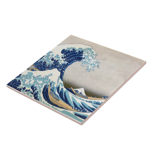 Azulejo De Cerámica Gran ola de Bella Artes japonés Kanagawa Hokusai (Lado)