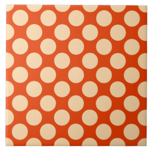 Azulejo De Cerámica Gran punto retro - naranja pálido y mandarina