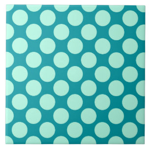 Azulejo De Cerámica Grandes puntos retro - turquesa y aqua