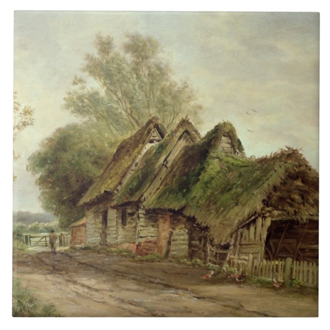 Azulejo De Cerámica Graneros en Flatford (aceite en lona) (Frente)