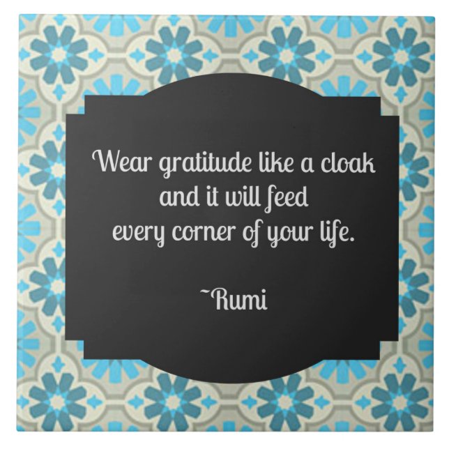 Azulejo De Cerámica Gratitude Rumi Cita (Frente)