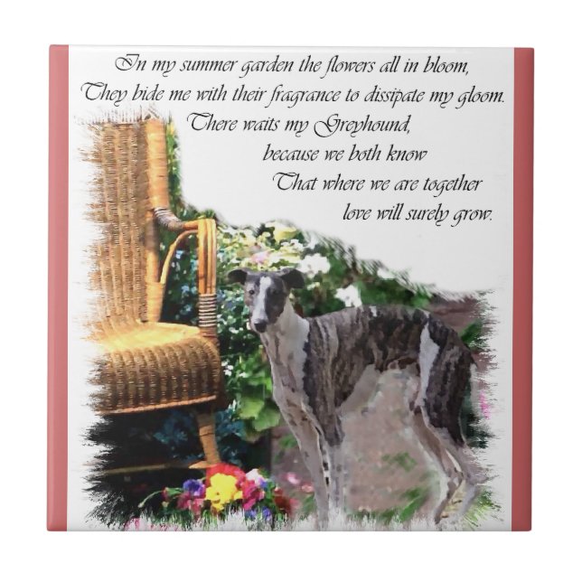 Azulejo De Cerámica Greyhound Summer Garden (Frente)