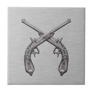 Azulejo De Cerámica Gris de armas antiguas que duelen