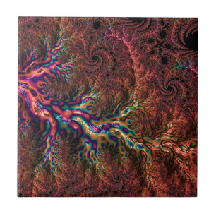 Azulejo De Cerámica Groovy Psicodélico Trippy Funky Colorido Fractal