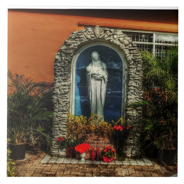 Azulejo De Cerámica Grotto, el santuario de María (Frente)