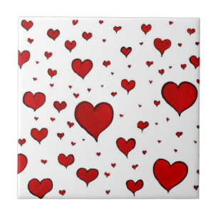 Azulejo De Cerámica Grupo de Corazón Rojo Tile Cerámico