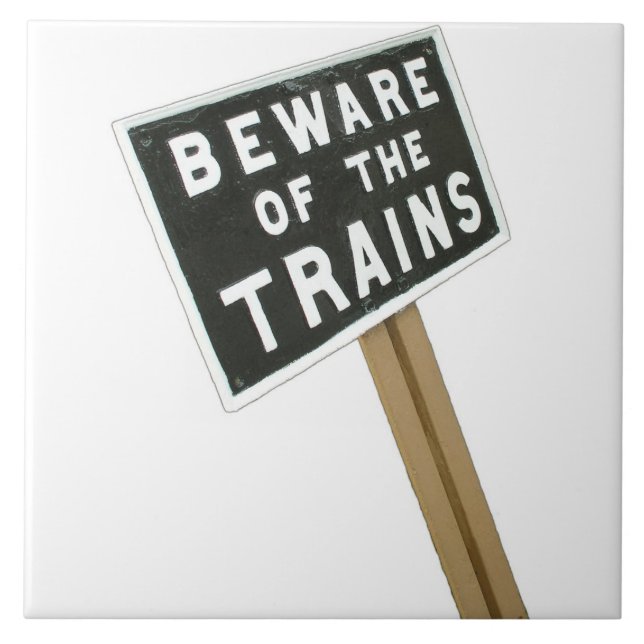Azulejo De Cerámica Guárdese de los trenes (Frente)