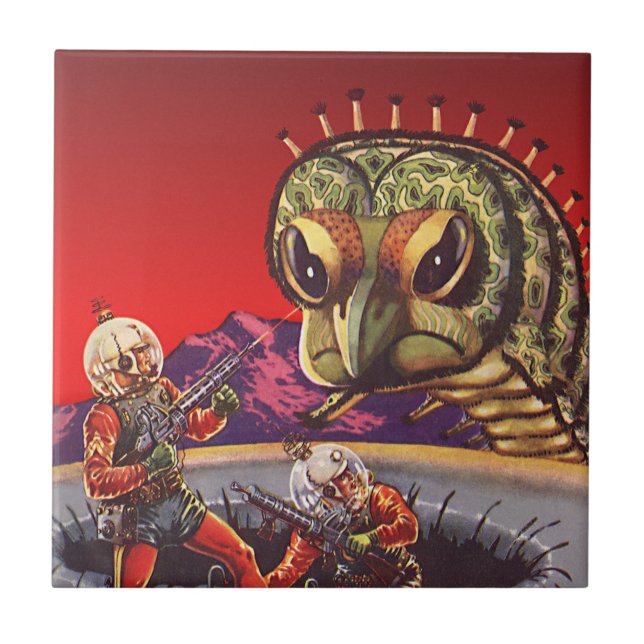 Azulejo De Cerámica Guerra de insectos de ciempiés gigante de ciencia  (Frente)