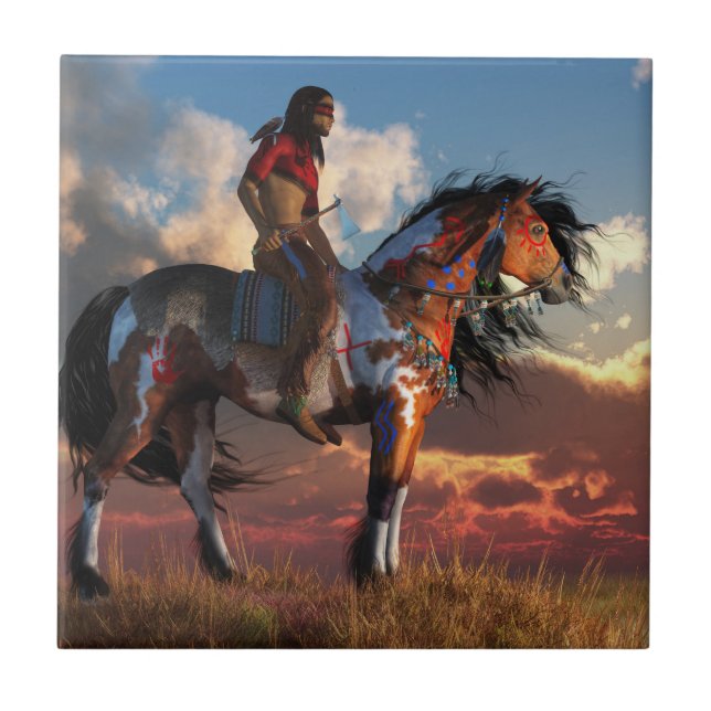 Azulejo De Cerámica Guerrero y caballo de guerra (Frente)