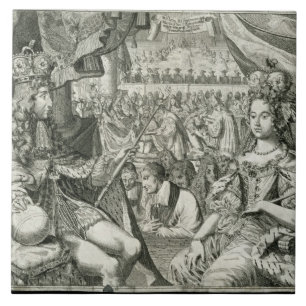 Azulejo De Cerámica Guillermo III (1650-1702) y reyes de Maria II