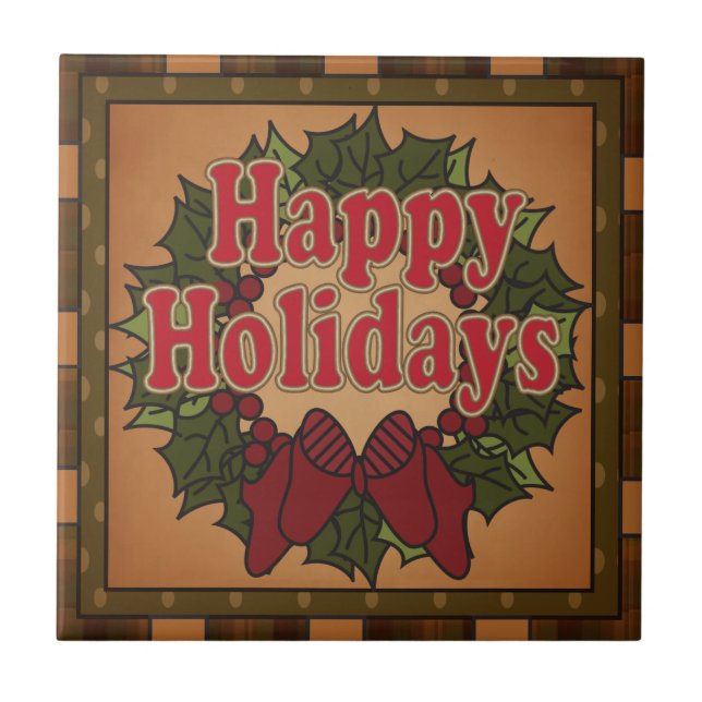 Azulejo De Cerámica Guirnalda vieja del navidad de la moda (Frente)