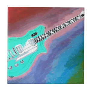 Azulejo De Cerámica Guitarra Verde
