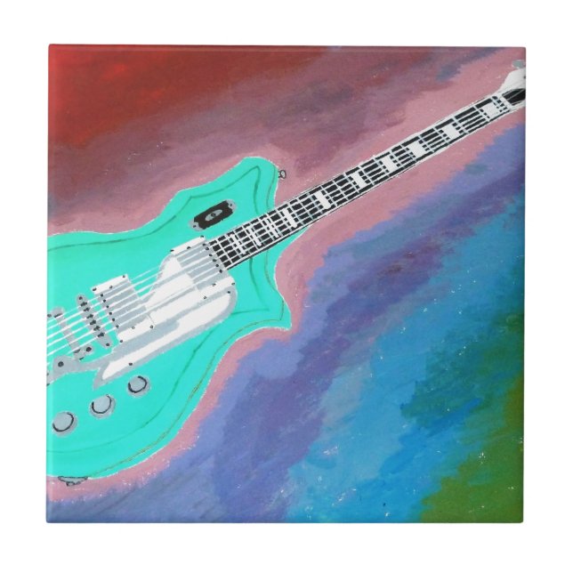 Azulejo De Cerámica Guitarra Verde (Frente)